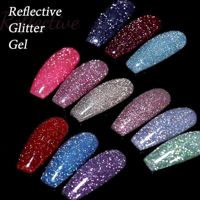 UR SUGAR 7.5ml Reflective Glitter Gel Nail Polish Rose Gold Silver Colors Shiny Effect Varnish Hybird Nail Polish For Nail ArtM240814
