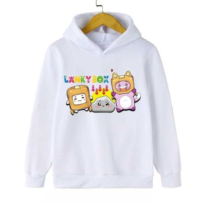 Lanky Box Print Hoodie Baby Boy Funny Cartoon Streetwear Stone Cats Print Kids Clothes Girls Long Sleeve Sweatshirt Box PulloverY240814