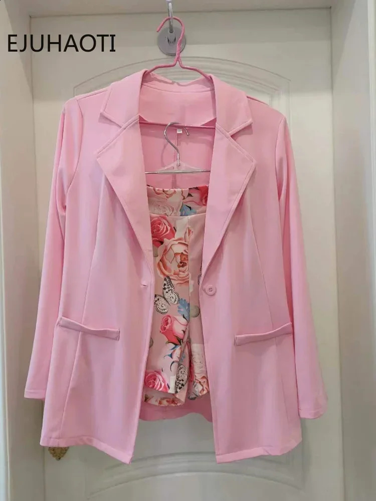 2024 Spring Summer Fashion Casual Print Suit Small Womens Dress Two Piece Sets Womens Ladies Blazers Blazer Shorts 240813