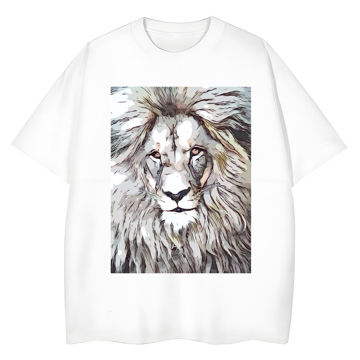 Comfortable T shirt lion Breathable Crew Neck Anime Printing Street Plus Size Custom 230g Pure Cotton Men Clothes T-Shirt 2024 Summer Tees Shirts