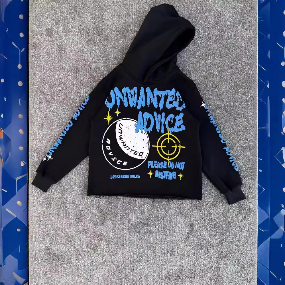 Y2k Long Sleeved Foam Printed Pullover Hoodie Sweatshirt And Pants Two Piece Streetwear Trendy Wear Dark Vintage Casual 240814