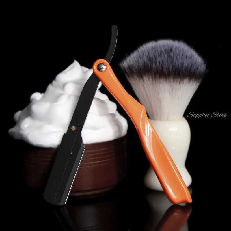 Mens Manual Razor Stainless Steel Folding Shaver Eyebrow Trimming Hairdressing ABS Handle With 10pcs Blades For GiftM240814