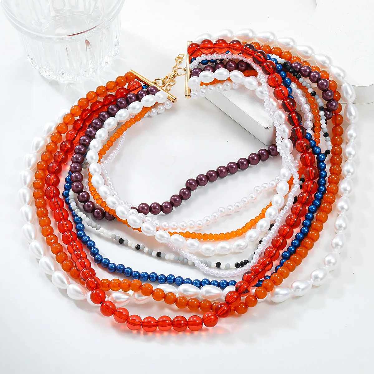 2024 Colorful Beads Chains Pearl Choker Necklace for Women Bohemian Jewelry Multilayer Tassel Chain 240813