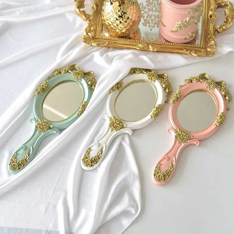 Cute creative retro hand mirror makeup mirror handheld makeup mirror with handle makeup mirror W240813