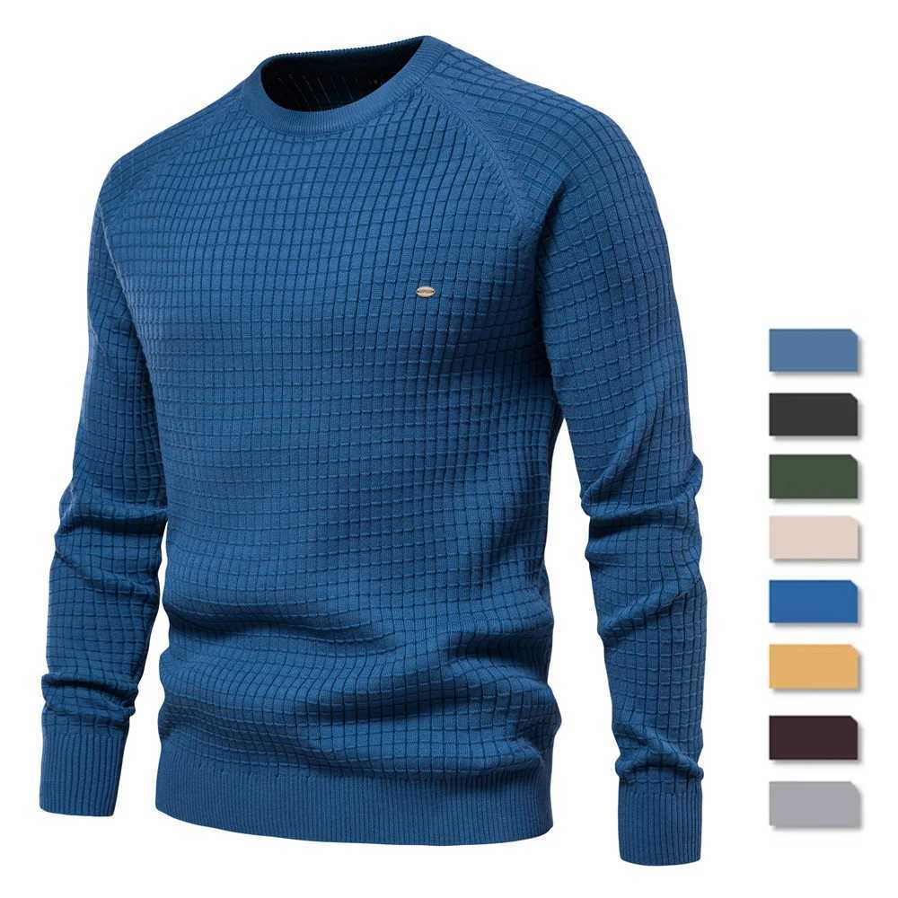 100% pure cotton autumn/winter 2023 new item pure cotton retro high-quality mens solid color zipper basic mens sweaterW240729