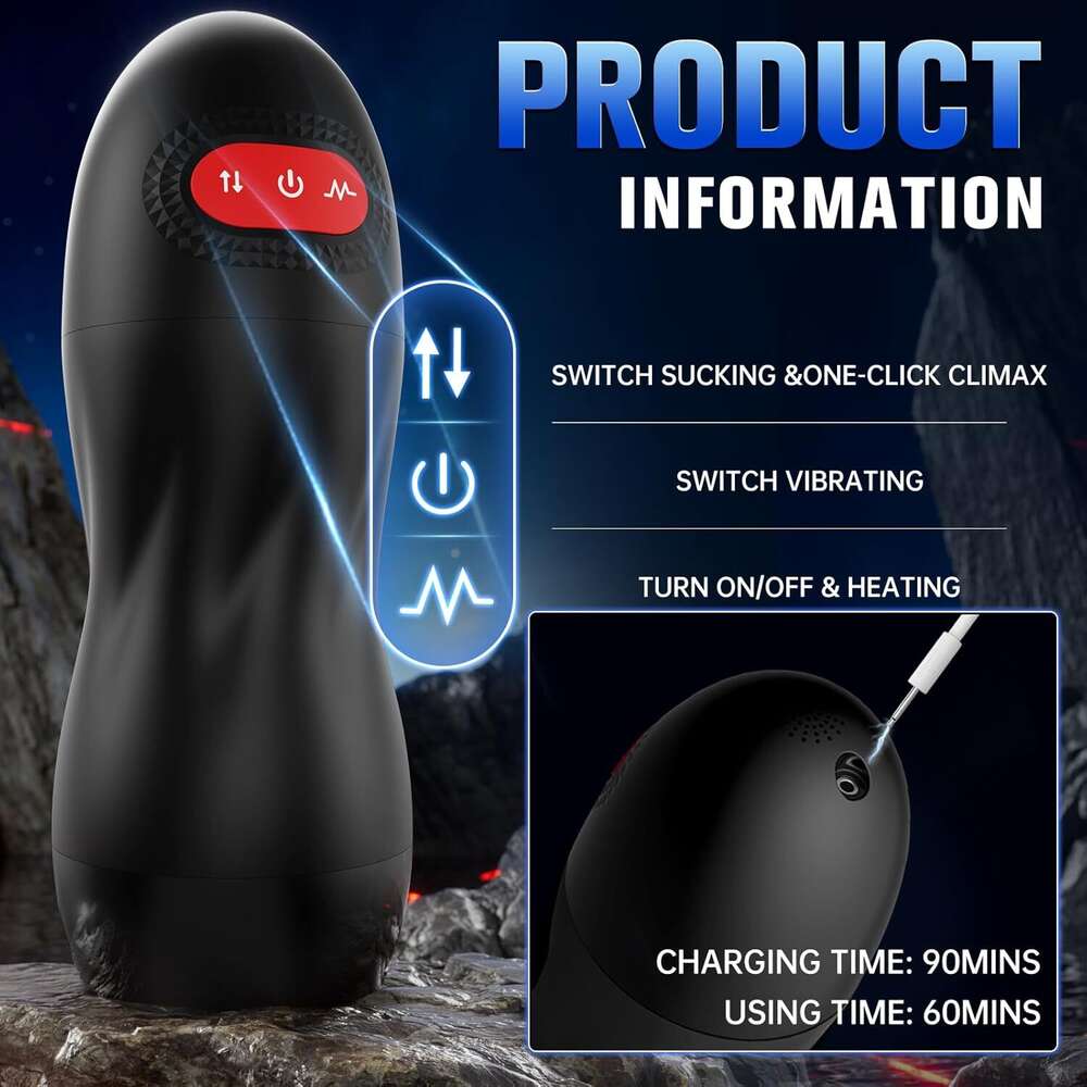 Automatic male device, suction male device pump, with 9 suction and 10 vibration and heating male sex toys, hands-free pocket male pump adult sex toy