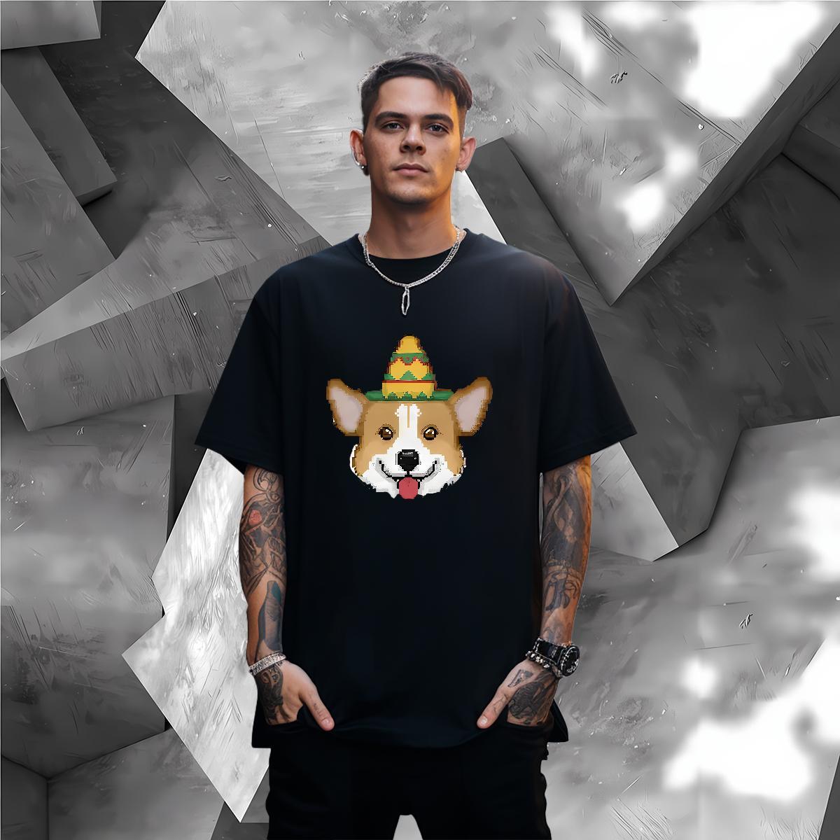 TOP Quality Men T Shirts dog Breathable Soft Summer Casual Skull 230g Cotton Men Tees Classic Casual Tops Tees