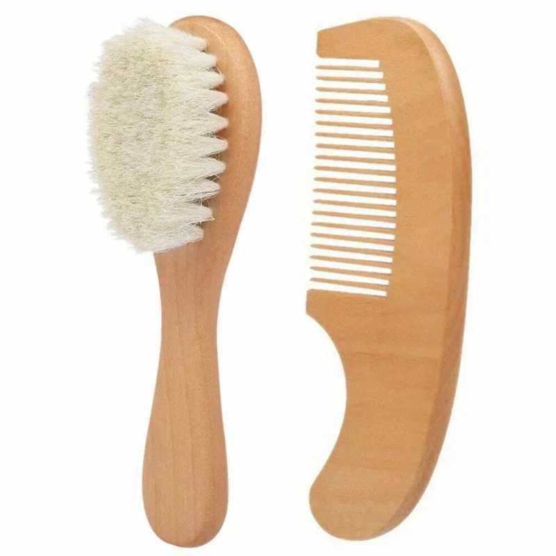 2 wooden baby hair brushes combs soft baby bath brushes hair cleaning body friendly baby protection shower baby face care tools W240813