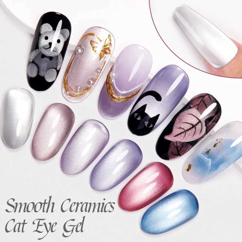 Smooth Ceramics Cat Magnetic Gel Nail Polish Sparkling Silver Moonlight Cat Eye Effect Soak Off Semi-Permanent Nail Art VarnishM240814
