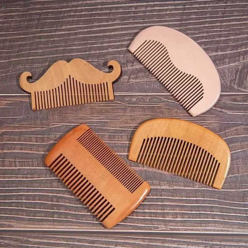 Wood grain beard comb mens mustard hair brush fine fur teeth perfect beard cream essential oil comb W240813