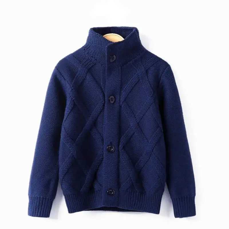 2018 Spring/Autumn Boys Sweatshirt Solid Color Keep Warm Knitted Jacquard Knitted V-neck Cardigan Suitable for Children 2-10 Years Old W240813