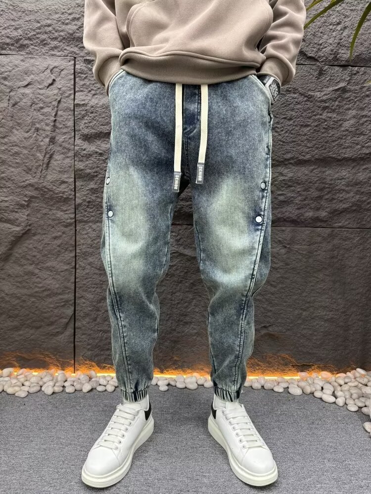 154 American summer jeans men's cropped versatile design trendy fashion slim casual pants