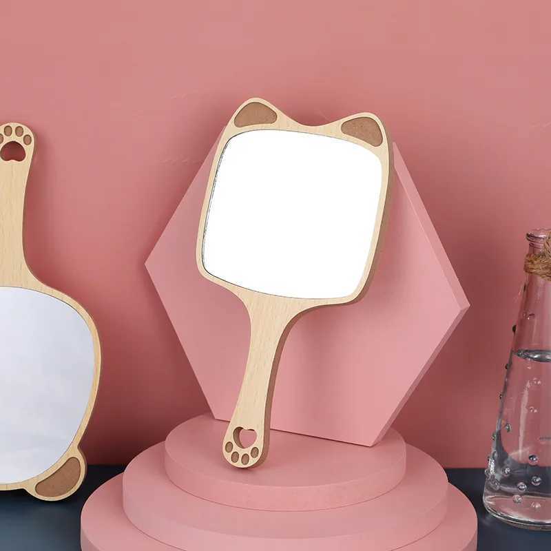Hand mirror Creative design makeup handheld makeup mirror with handheld makeup mirror cute cat ear mirror W240813