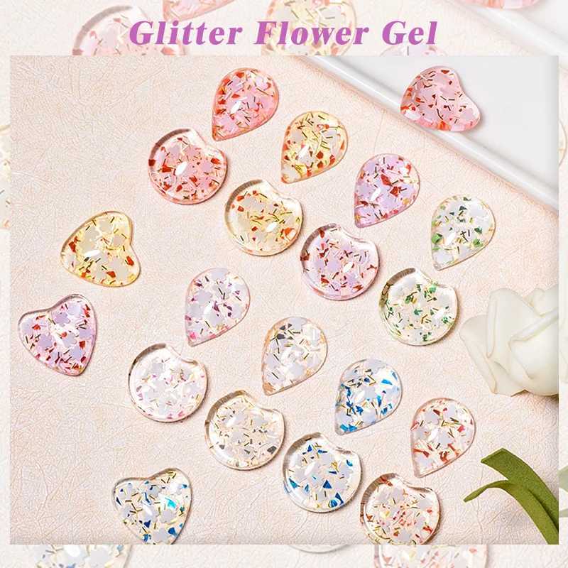 MEET ACROSS 7ml Glitter Dried Flower Gel Nail Polish Natural Floral Gel Semi Permanent Varnish Soak Off UV Nail Art For ManicureM240814