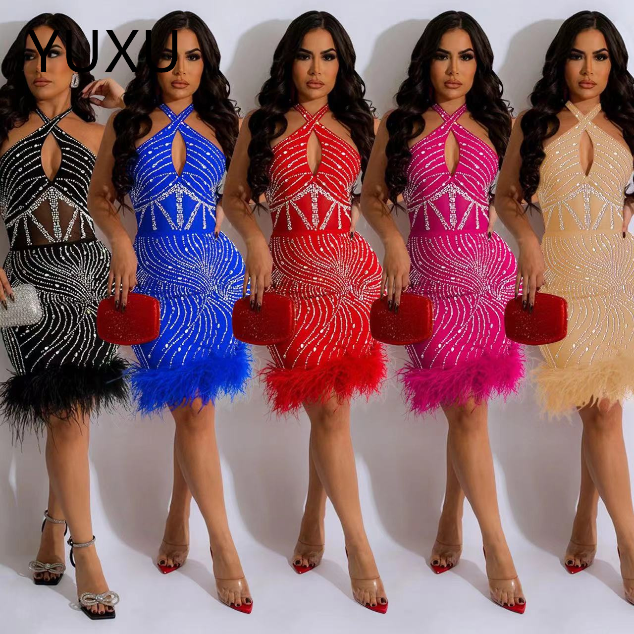 Glitter Mermaid Prom Dresses Luxury Sheer Neck Applique Crystal Beaded Sequins Party Gowns Evening Gowns Robe Sequins Evening Party Wear Fashion Long 