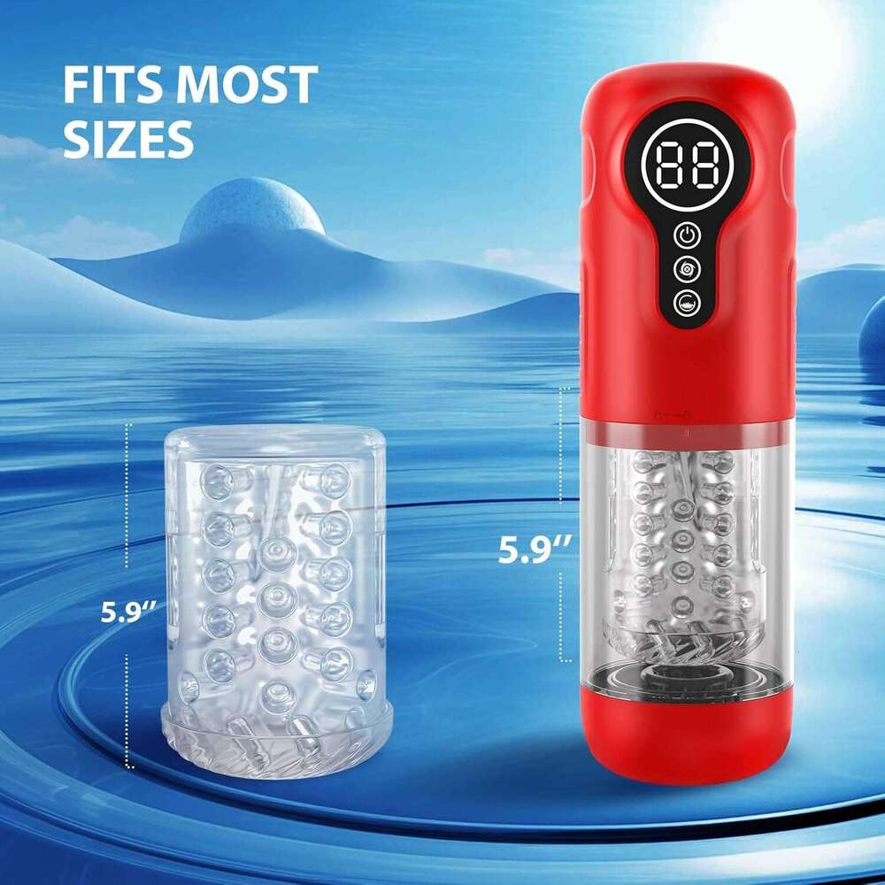 Automatic men's cup adult toy - sex toy pocket cat hands-free massager 3D realistic sleeve men's vibrator with 7 thrust rotation and vibrati