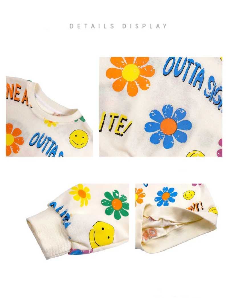 Spring Autumn Kids Cotton Lovely Floral Sweatshirt Baby Girls Pullover Jumper Children Outfits Student Tracksuit Tops 1-12 YearsY240814