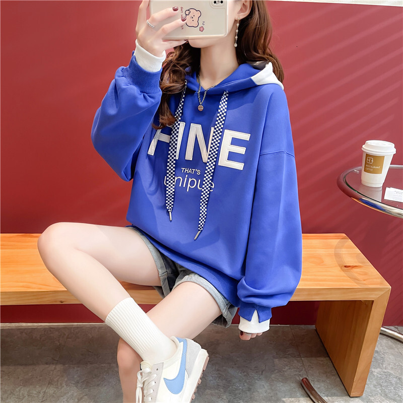 Back Pack Collar Spring and Autumn Color Contrasting Double Hooded Hoodie Coat for Women