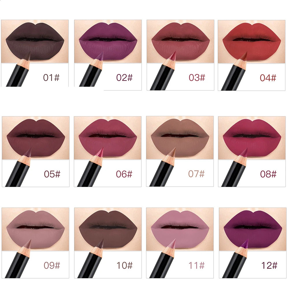 NICEFACE 12 Colors Matte Lip Pencils Nude Lipliner Pencil Waterproof Lipstick Pen Lip Liner Long Lasting Lips Makeup Cosmetics 240814