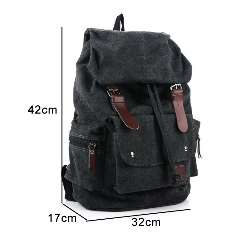 Men Casual Canvas Large Capacity Practical Backpack Casual Travel Bagpack School Bags Black Brown Green WL22 240813