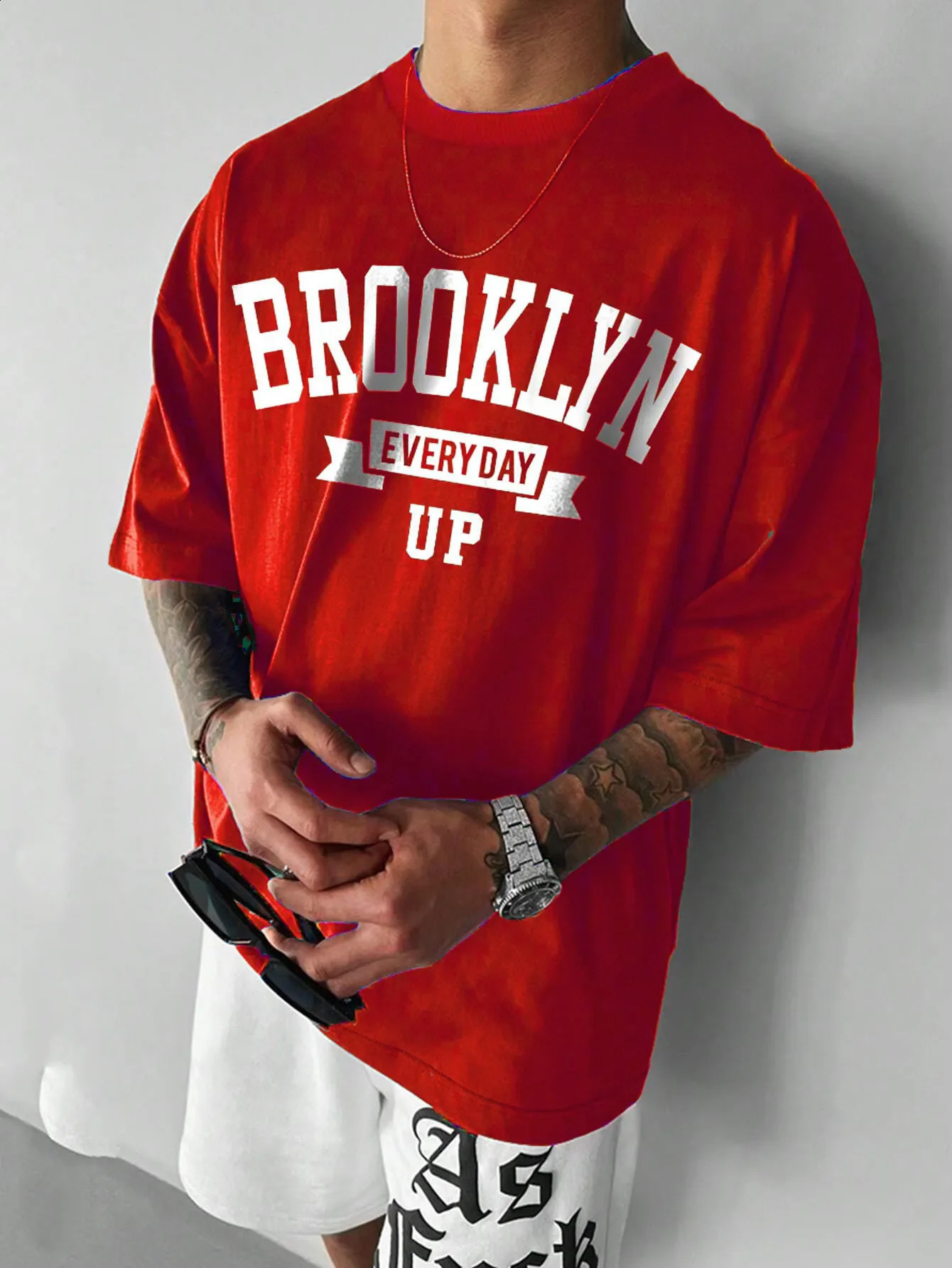 Summer mens cotton Tshirt Brooklyn print top fashion letter vest short sleeved clothing Harajuku streetwear 240813