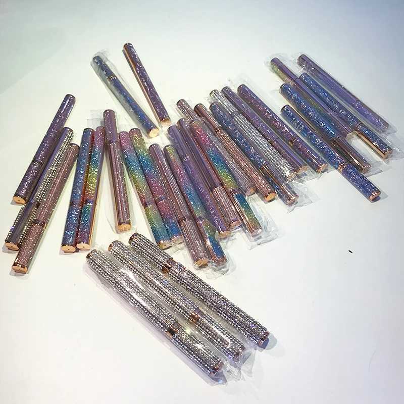 Self Adhesive Black Eyeliner Pen Rhinestone Eye Liner Glue Pen Long Lasting Glue with Flower Y240813