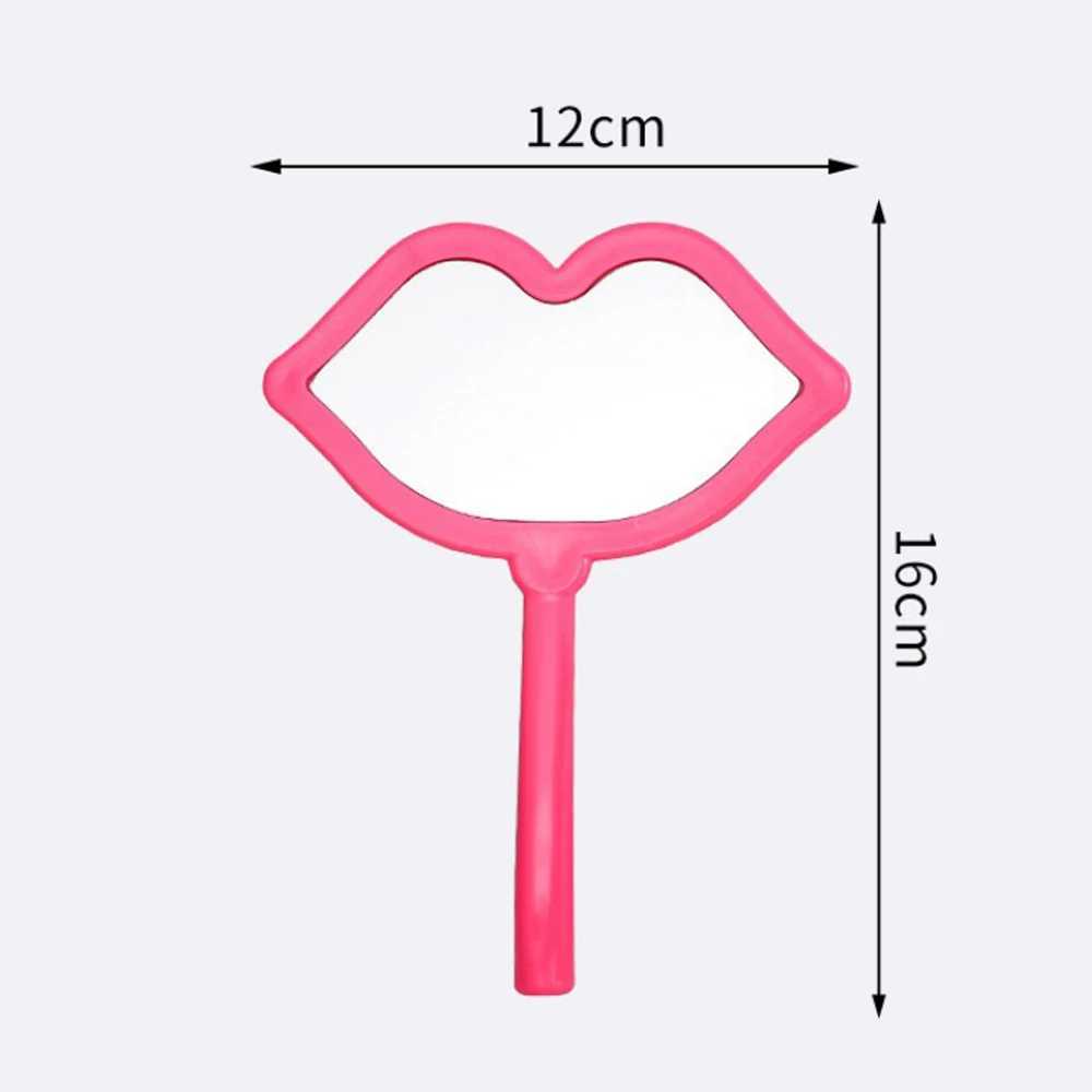 1 lip shaped handheld mirror with eyelashes suitable for compact makeup mirrors in pink/black/white salons W240813