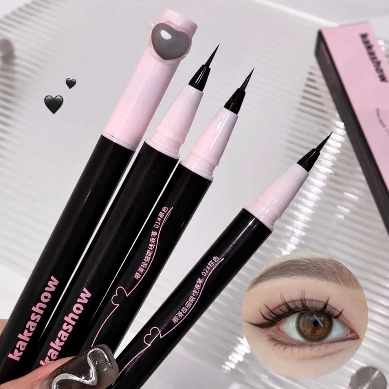 0.05mm Eyeliner Liquid Pen Matte Smooth Quick Dry Waterproof Ultra-thin Eyeliner Lower Eyelash Pen Non Smudging Korean Makeup Y240813