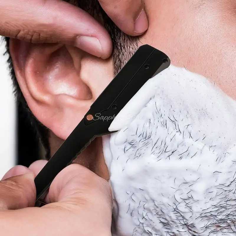 Metal Barber Shop Manual Folding Razor Hairdressing Shaving Knives Aluminum Handle Mens Beard Sweat Hair Armpit Hair FaceM240814