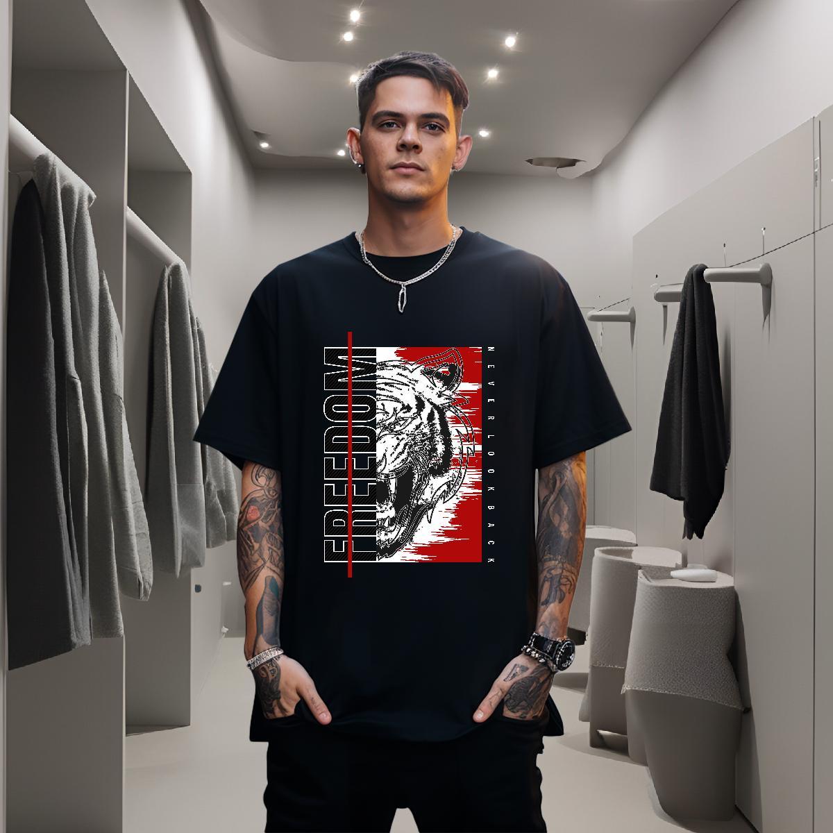 Men T Shirts 100% Cotton 230g High Street Hip Hop Crew Neck Breathable Anime Print Couples T Shirts Casual New Soft Tshirts