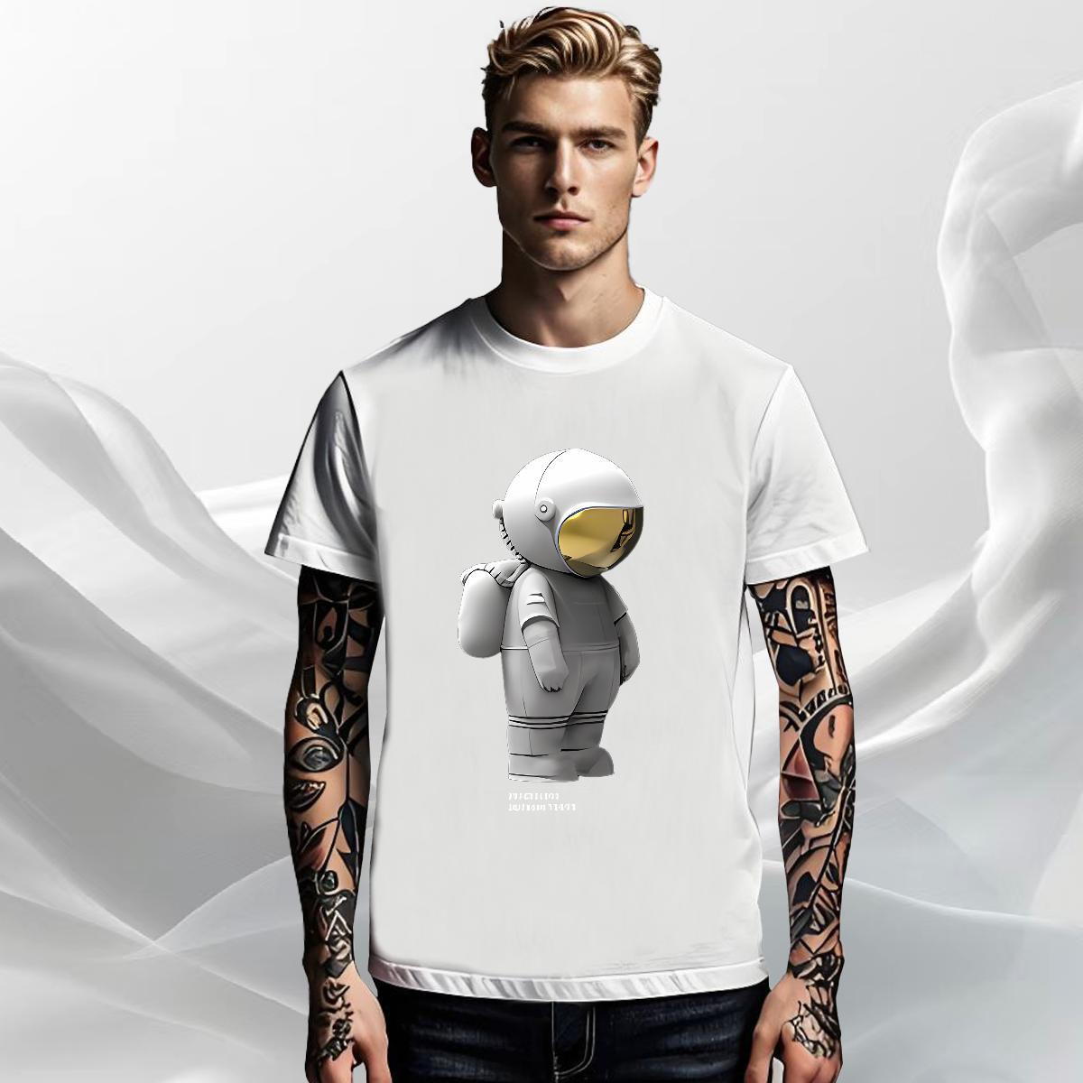 Brand Tshirts Street wear Hip Hop 230g 100% Cotton Oversized Crew Neck spaceman T-Shirts Fashion Tees Shirts