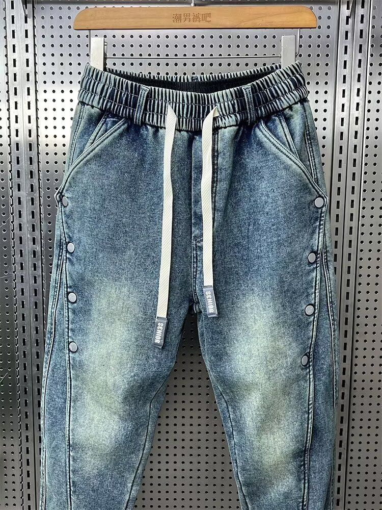49 American summer jeans men's cropped versatile design trendy fashion slim casual pants