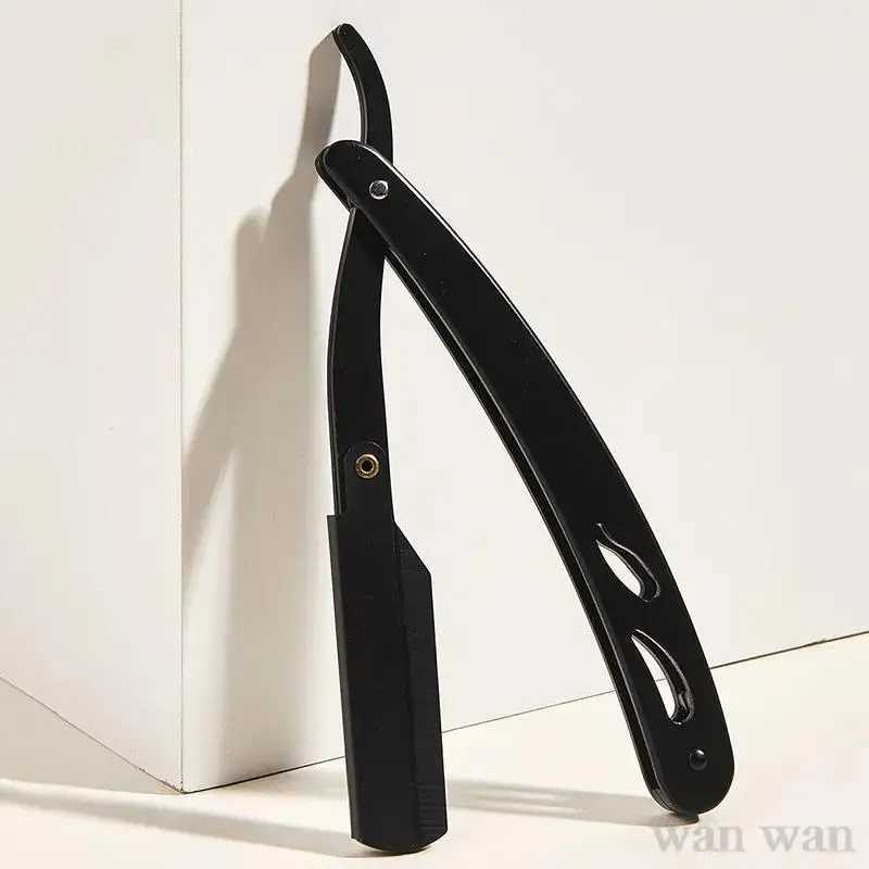 Stainless Steel Razor Holder Golden Mens Manual Folding Straight Edge Shaver Barber Shop Beard Trimmer With Shaving Blade Y1003M240814