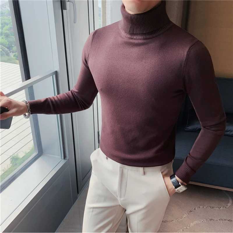 2023 New Autumn/Winter Mens Sweater High Collar Knitted Shirt British Style Casual Business Zipper Mens Casual Sweater S-4XLW240729