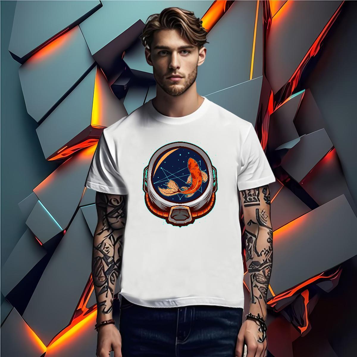 Men T Shirts 230g 100% Cotton cosmonaut Street Wear Breathable Soft Floral Print Tshirts Custom Loose Fit Polos
