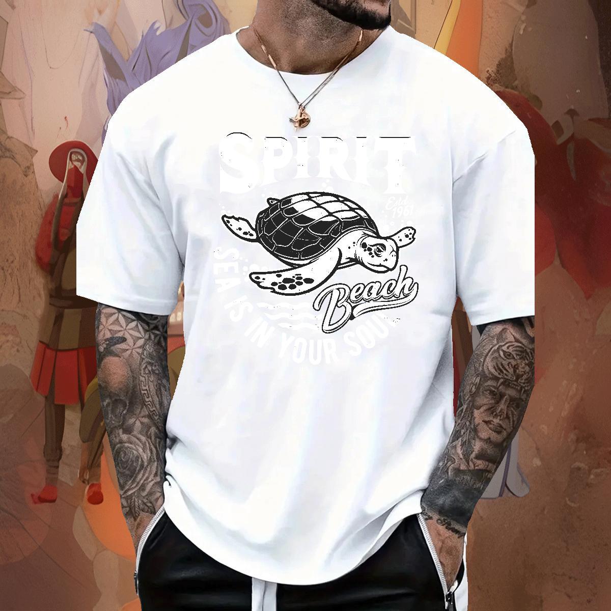 Cool Design Men Tshirts Sport 230g Cotton DIY Printed Crew Neck Breathable tortoise Man T Shirts Custom Polos
