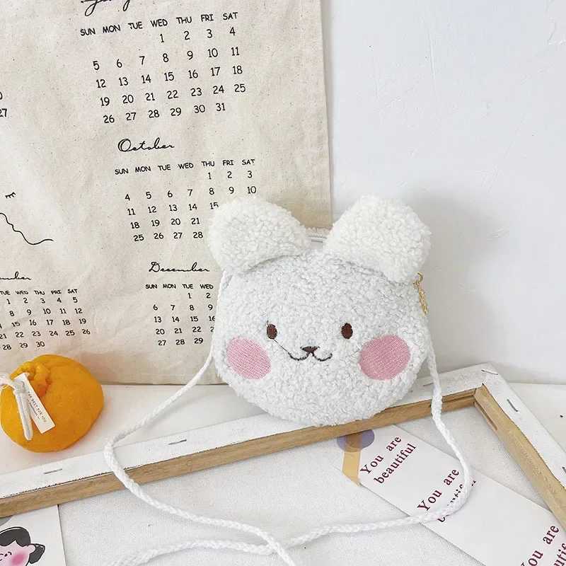 Soft plush bear rabbit cartoon childrens coin wallet cute animal zipper childrens shoulder bag girl messenger bag mini handbag W240813