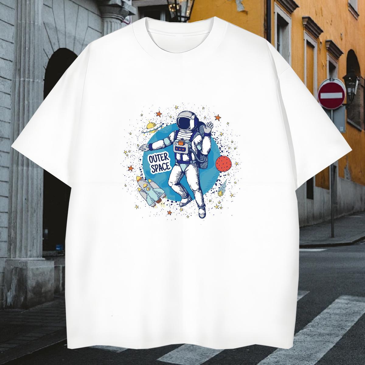 Mens T Shirts 230g Pure Cotton universe Home Outdoor Breathable Crew Neck DIY Printed Mens Tshirts Fashion Designer Brand Clothings