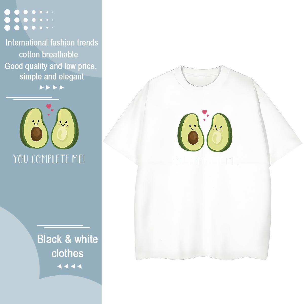 Soft T-Shirts avocado Round Neck Short Sleeve Beach DIY 100% Cotton 230g Men Clothes T-Shirt Brand Tees Shirts
