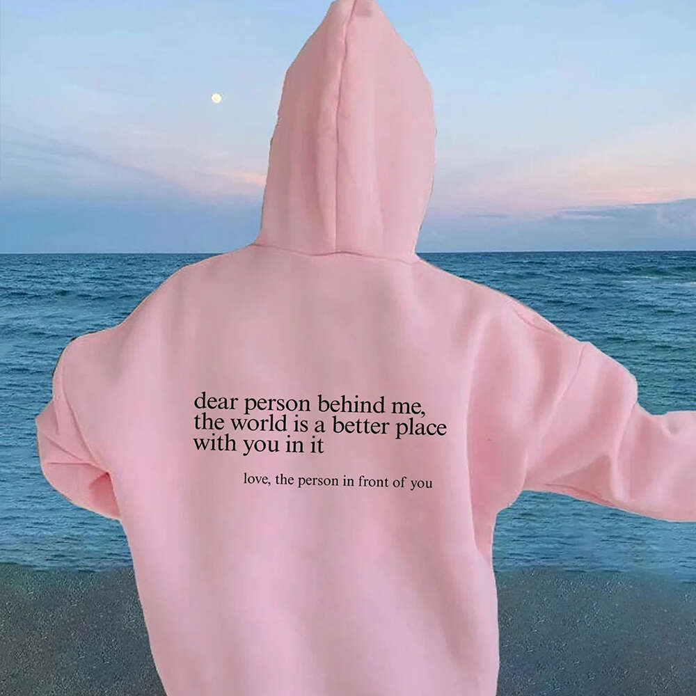 Person Deer Behind Me Slogan Plus Size Hoodies A Positive Phrase For Mental Health Women's Unisex Sweatshirts Warm Soft Pullover ntal