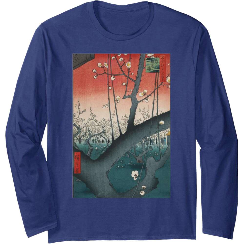 Long Sleeve Shirts for Men sweatshirt Plum Park in Kameido Japanese Retro Artwork Clothing Long Sleeve Tee Streetwear Casual tops clothes