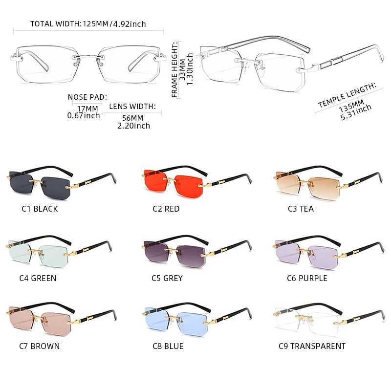 Fashionable Riml Sunglasses for Men and Women Popular Framel Sunglasses for Men and Women Classic Small Square Summer Travel Shadow W241228