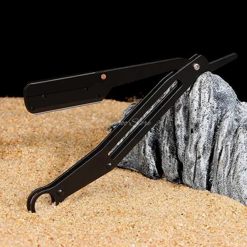 Metal Barber Shop Manual Folding Razor Hairdressing Shaving Knives Aluminum Handle Mens Beard Sweat Hair Armpit Hair FaceM240814