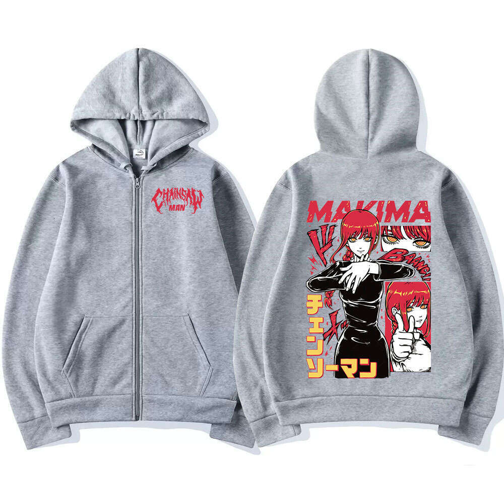 Anime Japan Chainsaw Man Hooded Makima Funny Print Men Women Zip Up Hoodies Plus Size Sweatshirt Haruku Warm Zipper Jacket per
