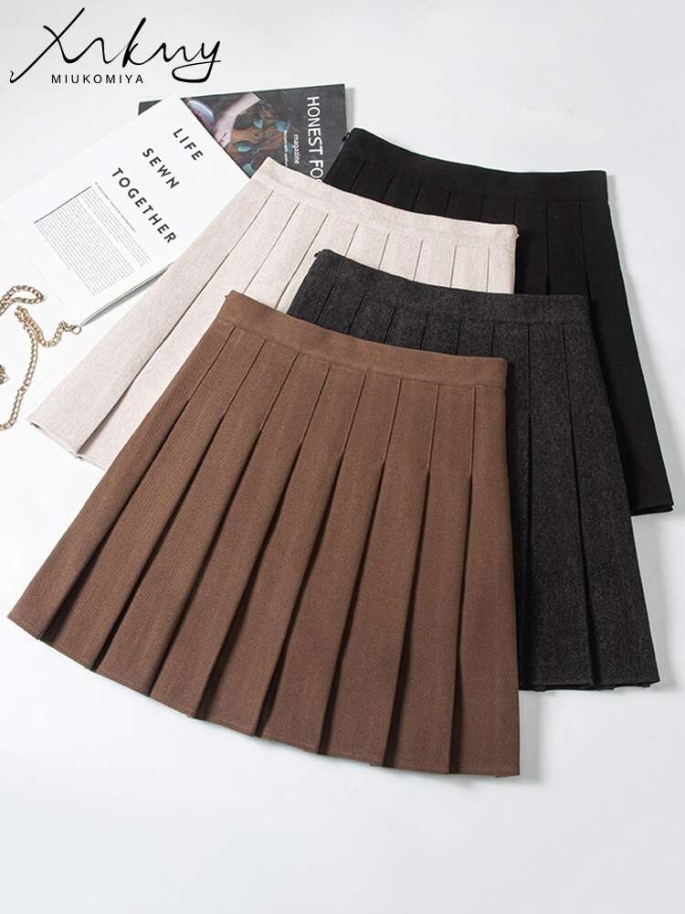 Autumn Wool Skirt For High Waist Mini Woolen Winter School Short Tennis Pleated Skirts With Shorts Women en s s