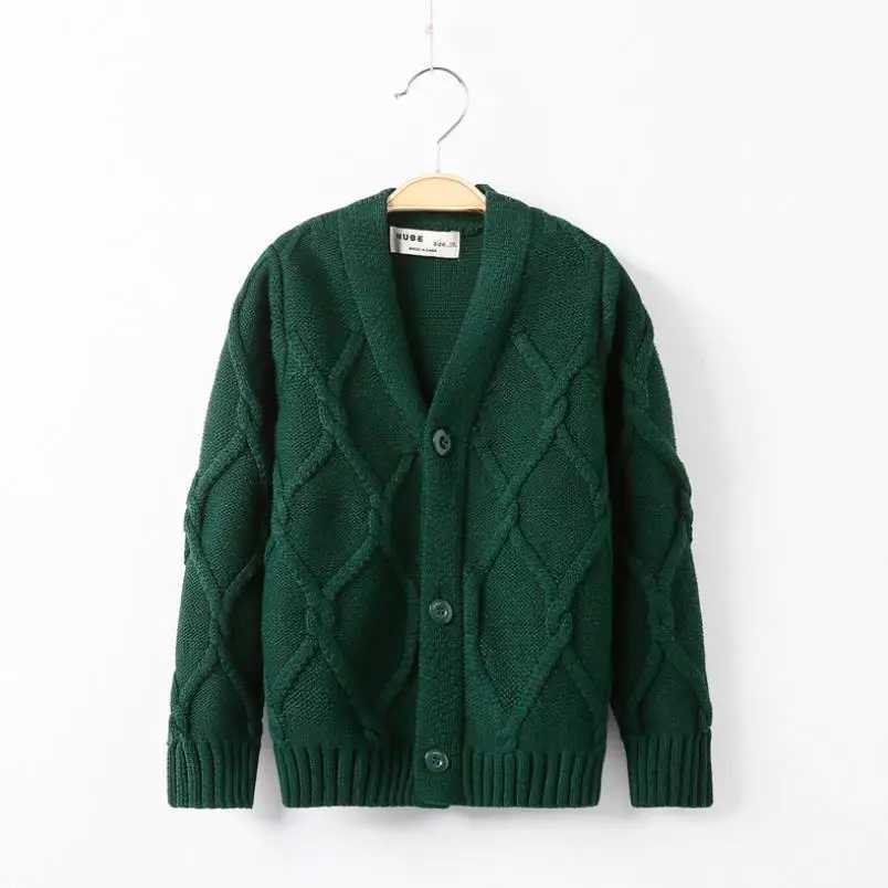2018 Spring/Autumn Boys Sweatshirt Solid Color Keep Warm Knitted Jacquard Knitted V-neck Cardigan Suitable for Children 2-10 Years Old W240813