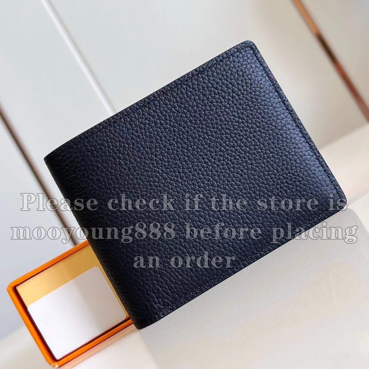 12A Upgrade Mirror Quality Designer Multiple Wallet 11.5cm Black Leather Card Holder Luxury Grained Cowhide Coin Purse with Pocket Credit Card Slot Wallets with Box