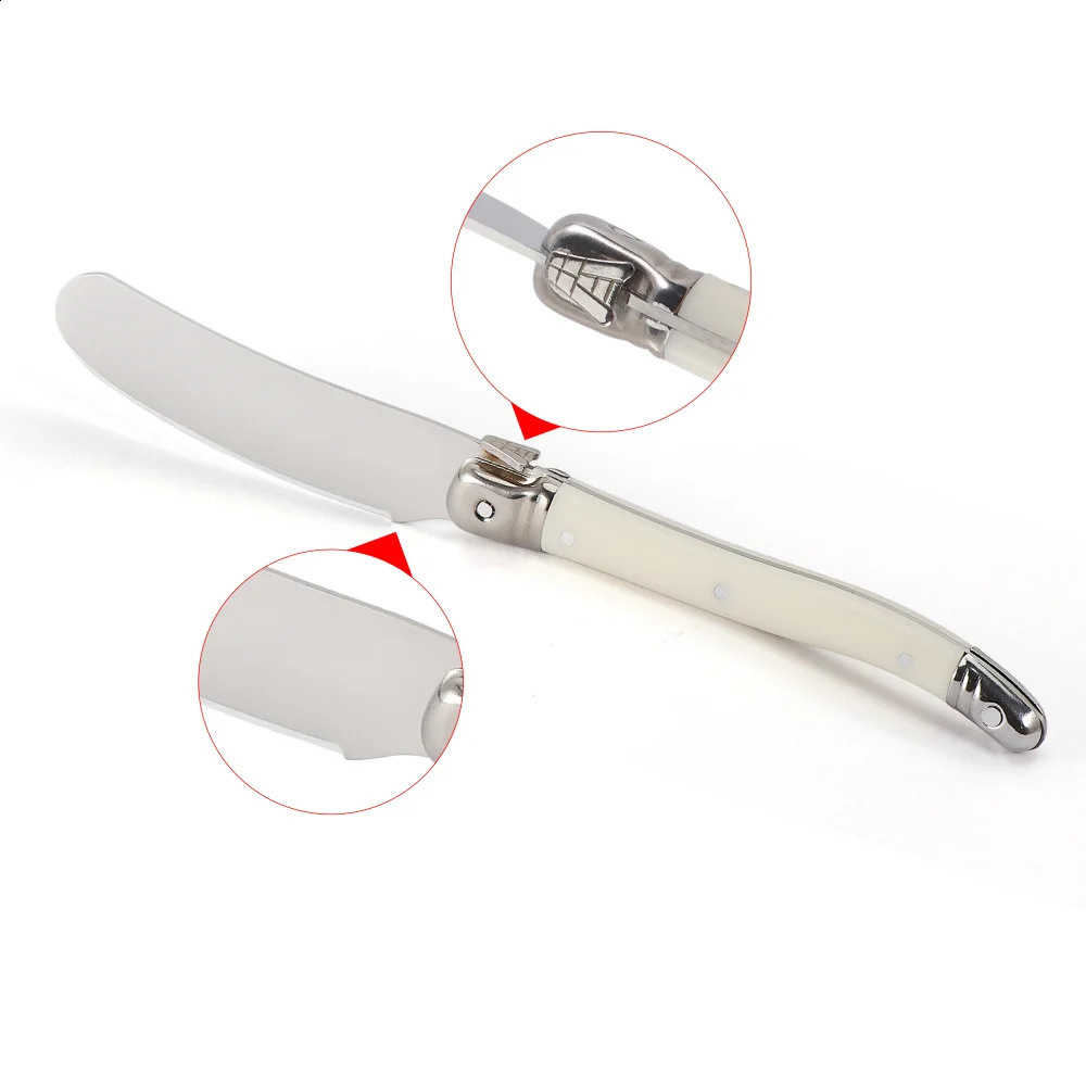 4/6/8 pieces butter knife butter spatula stainless steel jam spreader cake slicer white plastic handle cheese spreader knife 240812