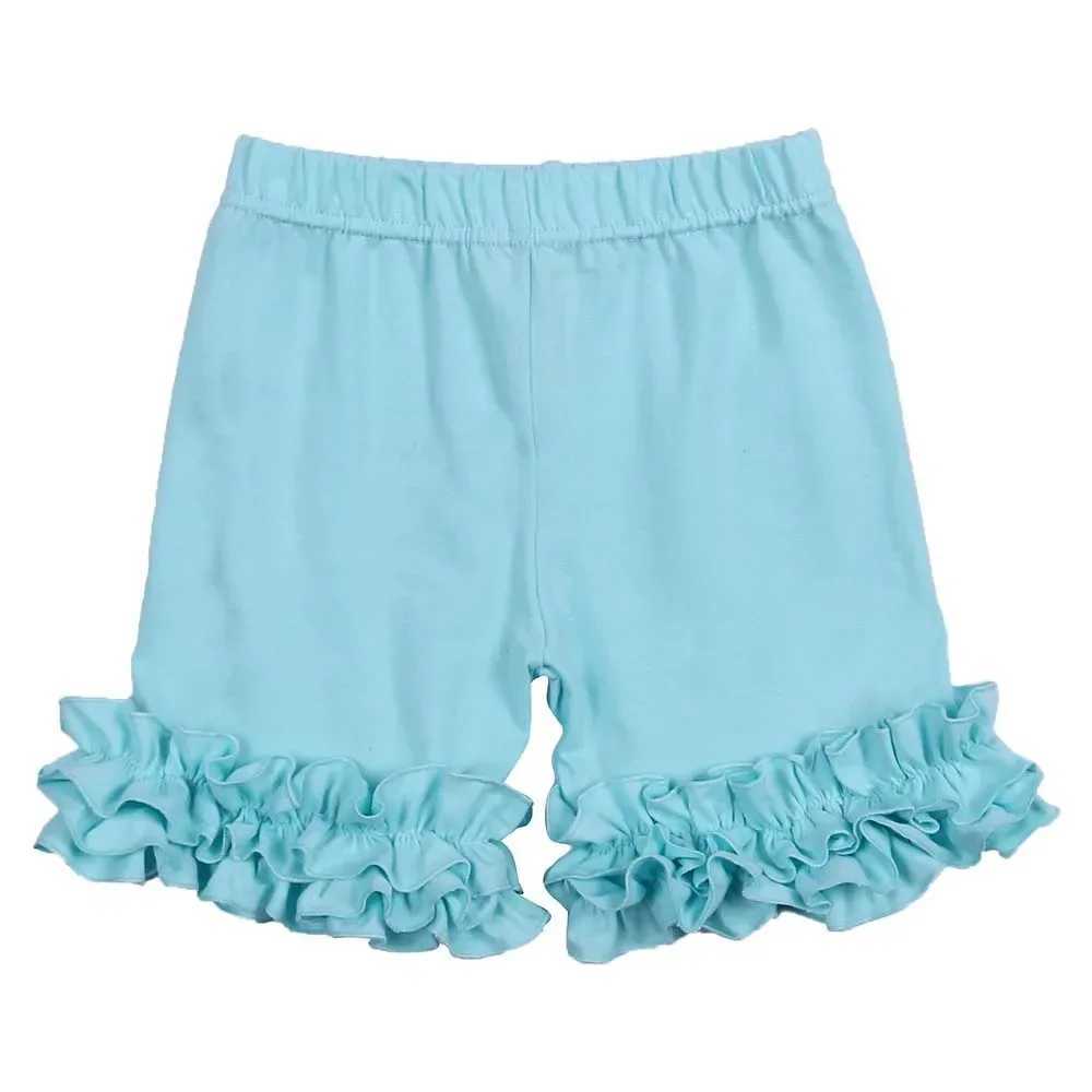 Ruffkids Cute Pink Baby Short Leg Summer Clothing 100% Cotton Candy Color Elastic Beach Ice Ruffle Girls Shorts W240813