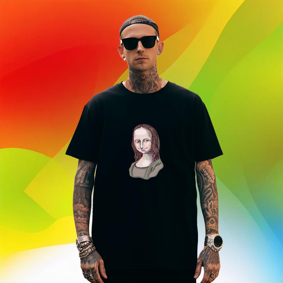 Cool Design portrait T Shirts Men Street wear Hip Hop Men Tops Tees 230g 100% Cotton Fashion New Breathable Soft Plus Size Custom Tee Shirt